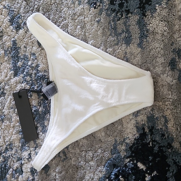 White terry cloth cheeky Bathing suit bottom - Picture 1 of 5